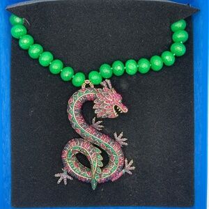 HEIDI DAUS Sublime Pave Serpent Beaded Statement Necklace in Box